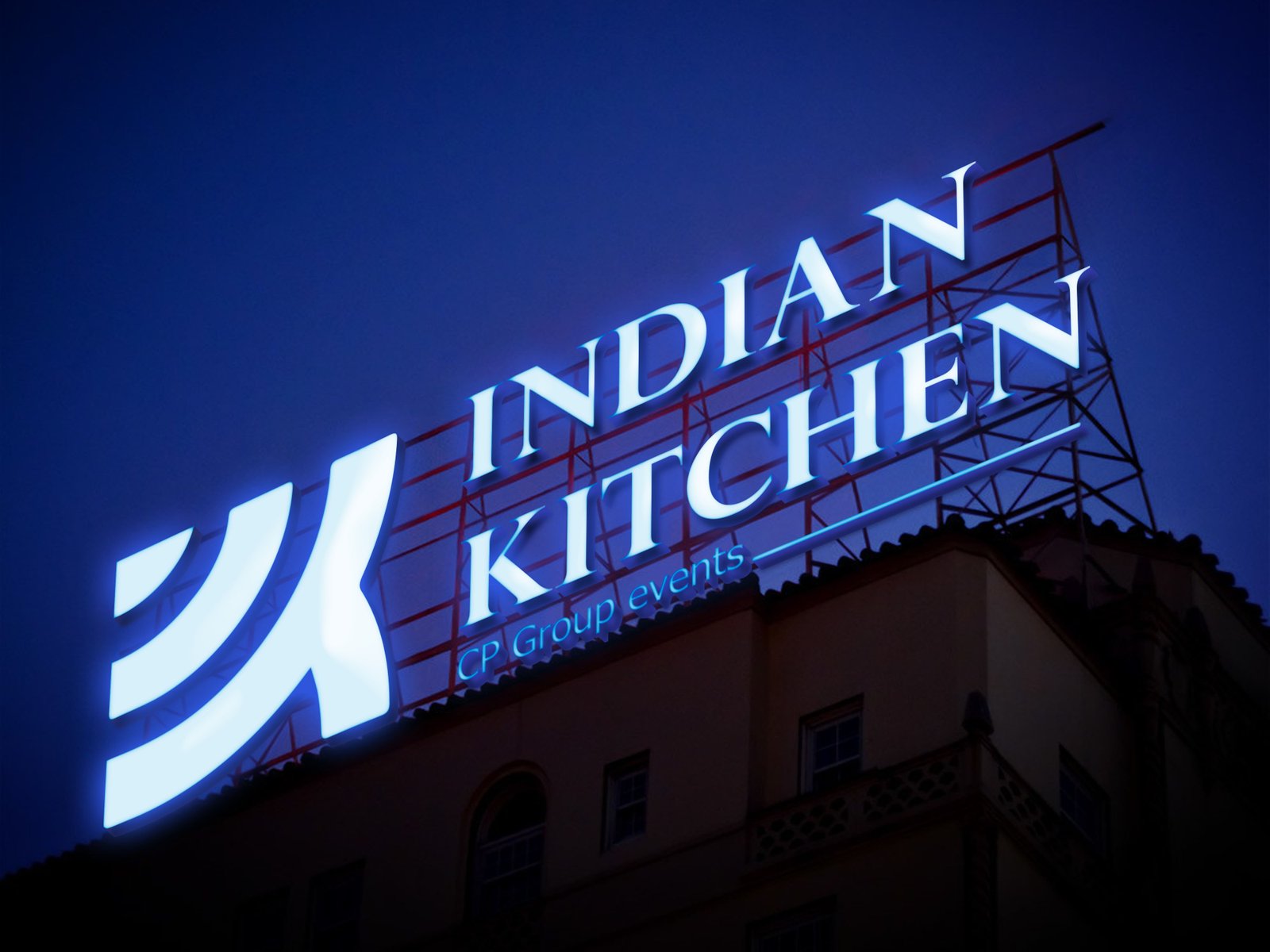 Electronic Neon Sign Billboard Indian Kitchen